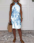 Elegant Cross Halter Knee Length Dress