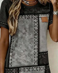 Retro Short-Sleeved Straight Dress