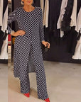 Elegant Polka Dot Slit suit