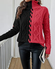 Elegant Striped Jumper With High Collar