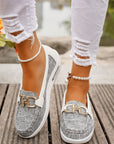 Elegant Flat Loafers with Buckle Design