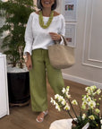 Round-neck Solid-color Long-sleeved Simple Top