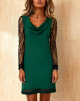 Swing Collar Solid Color Patchwork Dress