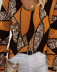 V-Neck Hollow Leopard Print Sweater