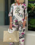 Floral Print Round Neck Two-Piece Set