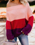 Women's Off Shoulder Casual Long Sleeve Sweater