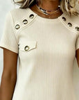 Stylish Round-Neck Button-Down Straight Dress