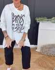 Round Neck Irregular Letter Print Top