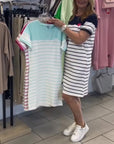 Crew Neck Casual Striped Dress