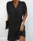 Slit sleeve solid color elegant dress