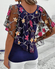 Embroidered Mesh Heavy Duty Blouse