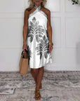 Elegant Cross Halter Knee Length Dress