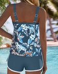 Square Neck Sleeveless Printed Tankini