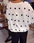 V-Neck Polka Dot Loose Blouse