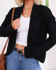 Solid Color Open Front Cardigan