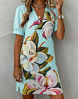 Large Floral Print V-Neck Dress