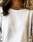 Casual Round Neck Button Design Top