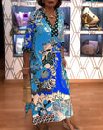 V-neck Printed Slit Dress