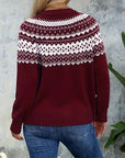 Women's Geometric-Patterned Acrylic Knit Cardigan
