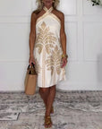 Elegant Cross Halter Knee Length Dress