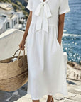 Elegant Short-Sleeved A-Line Dress