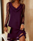 Swing Collar Solid Color Patchwork Dress