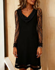Swing Collar Solid Color Patchwork Dress