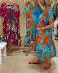 V-Neck Gradient Multi-Color Print Dress VIP