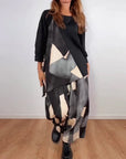 Casual Geometric Print Wide-Leg Pants Two-Piece Set