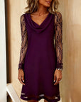 Swing Collar Solid Color Patchwork Dress