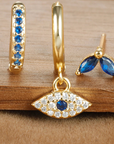 Sparkling Eye Earrings Trio with Zircon Shine
