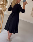 Solid color waist dress