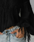 Lace And Tassel Off-The-Shoulder Top