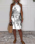 Elegant Cross Halter Knee Length Dress