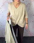 Irregular Hem V-Neck Sweater