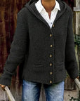 Elegant Long-Sleeved Hooded Cardigan