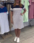 Crew Neck Casual Striped Dress