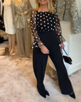 Casual See-Through Polka Dot Blouse