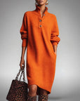 Ava Womens Dress | High Neck, Midi Length, Loose Fit 0