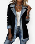 Bela Women's Jacket | Layered Collar, Knit and Denim-Inspired Design 1