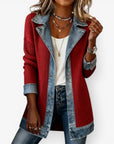 Bela Women's Jacket | Layered Collar, Knit and Denim-Inspired Design 4