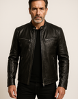 Vintage Look Casual Leather Coat