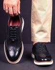 Haven Men's Oxfords | Black Wingtip Oxford Dress Shoes, Cushioned Sole 7
