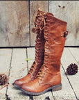 Mila Riding Boots | Tall Lace-Up Leather, Adjustable Calf Fit 0