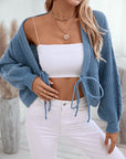 V Neck Loose Solid Color Short Lace Knitted Cardigan