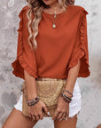 Elegant Round Neck Lace Trim Top