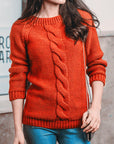 Rope Braided Details Round Neck Long Sleeve Sweater