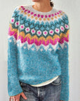 Sweater with geometric pattern, coloured