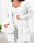 Open Front Dual Pockets Long Sleeve Cardigan
