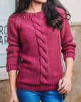 Rope Braided Details Round Neck Long Sleeve Sweater